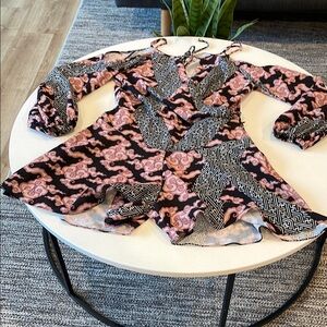 Stylish Patterned Dress with Pink and Black Design